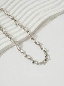 1 buah Kalung Rantai Tebal Minimalis Modis dengan Gesper Berbentuk U, Desain Unisex Cocok untuk Pemakaian Sehari-hari, Hadiah, Pesta, Liburan, Aksesori Kalung Serbaguna - 1 kalung mode - View 3