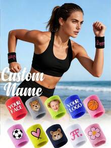 Muñequeras personalizadas unisex, perfectas para cualquier deporte. Muñequera de sudor personalizada para tenis, deportes al aire libre y gimnasio. Muñequera unisex para yoga, fitness, tenis, baloncesto, saltar la cuerda, correr, senderismo, ciclismo y otras actividades físicas. Muñequera de sudor para hombres para exteriores, muñequera de punto de sudor con impresión de color para tenis, baloncesto, correr, yoga, fitness y ejercicio - Multicolor - Ver 3