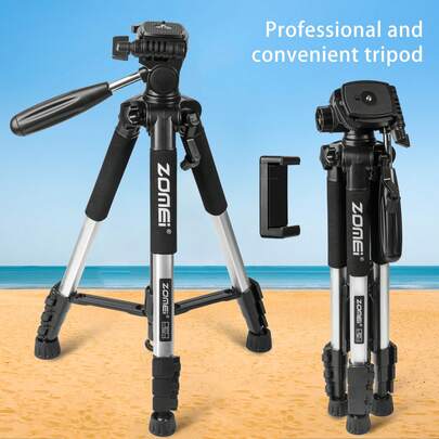 حامل كاميرا احترافي من الألومنيوم بطول 187.96 سم مع لوحة إطلاق سريع وحامل للهاتف، حامل متين للكاميرا DSLR والعارض والكاميرا الويب، يأتي مع حقيبة حمل