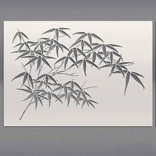 可重复使用的竹叶，适用于DIY墙饰、剪贴簿和压花——耐用PET塑料材质，易于使用的11.7英寸 x 8.3英寸模板 - A - 查看 2