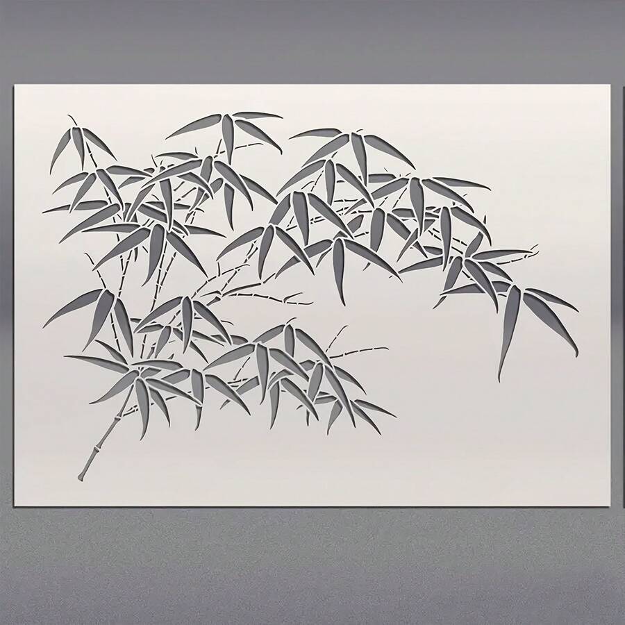 可重复使用的竹叶，适用于DIY墙饰、剪贴簿和压花——耐用PET塑料材质，易于使用的11.7英寸 x 8.3英寸模板