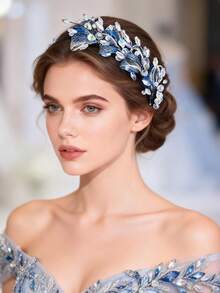 1 pieza Elegante corona de princesa de moda para mujer, diadema de accesorio para el cabello con diamantes de imitación de lujo para cumpleaños/boda, para verano y playa - Multicolor - Ver 3