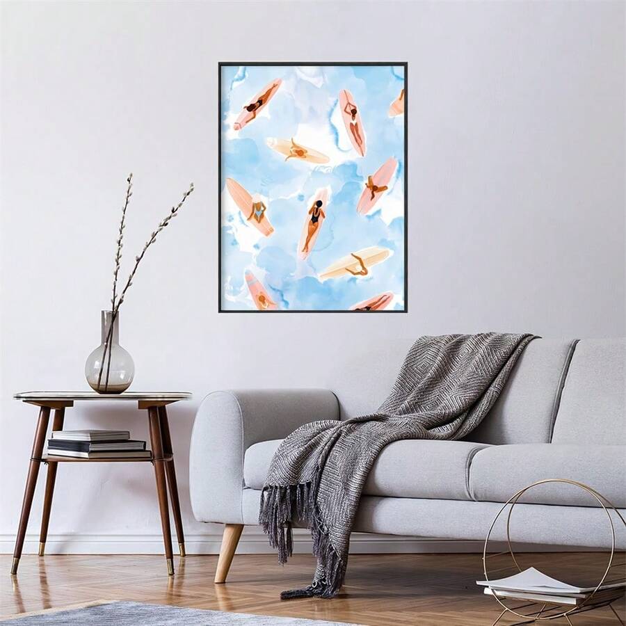 1pc 2D Flat Beach Color Wall Painting, Including Surfboard,Surfing Beach Scene, Surfing Themed Decoration, Suitable For Kitchens Decor,Room Decor, Home Decor, Bedroom Decor, Wall Decor, Living Room Decor,Offices Decor,Room Accessories, Western Decor, Bedroom Artwork