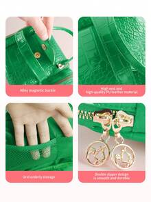 Túi đựng mỹ phẩm đa năng dành cho chuyên viên trang điểm, túi đựng đồ vệ sinh cá nhân du lịch dung tích lớn, túi đựng đồ di động bằng da PU chống thấm nước. - Nhiều màu - Xem 8