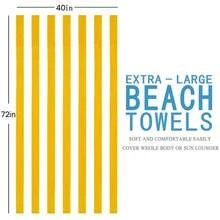 1pc Oversized 29x58 Inch Stripe Beach Towel  Extra Large Accessories Essentials Soft Super Absorbent Pool Travel Bath Swim Camping Towels Bulk Men Women Adults Gift - Màu vàng lớn - Xem 6