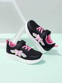 1双2026新款儿童厚底休闲运动鞋，网面透气多功能休闲跑步鞋，轻便校园风 - 玫紅色 - 查看 3