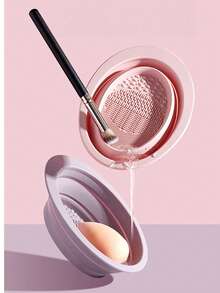 Bát rửa cọ trang điểm bằng silicon có thể gập lại, thiết kế tiện dụng dễ dàng rửa sạch, dụng cụ trang điểm nhanh khô, hộp đựng đồ trang điểm thiết yếu để làm sạch bông trang điểm và tất cả các loại cọ trang điểm. - Bộ dụng cụ sấy và giặt - Xem 5