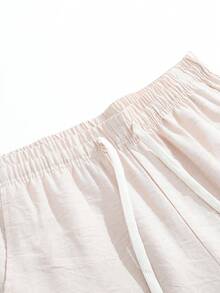 Quần short nam mùa hè bằng vải lanh mỏng, kiểu dáng rộng rãi, thoải mái, ống đứng, dài đến đầu gối. - Màu be - Xem 3