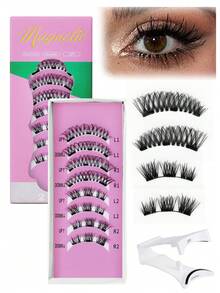 2对磁性假睫毛，磁吸定位，可重复使用，妆效自然，无需胶水，柔软易戴易卸 - 查看 4