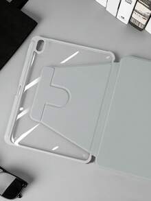 360°旋转透明亚克力折叠平板电脑保护套，兼容iPad Mini 6/Mini 7/Air/Air2/9.7/10.2/10.5/Air4/Air5/第十代/10.9/Pro11/Air11(M2)2025/Air13(M2)2024/Pro11(M4)2024/Pro13(M4)2024 12.9英寸/Air 13(M3)2025/Air 11英寸(M3)2025/(A16) 11英寸第十一代2025款。高透明度亚克力后盖，360°旋转支架，内置笔槽，软边全包设计，简约/休闲/经典平板电脑保护套。产品不含笔。 - 淺灰色 - 查看 3