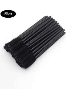 50/5pcs Silicone Mascara Brush, Eyebrow Brush, Eyeshadow Brush, Comb Makeup Brush Set, Suitable For Gifting - Black - View 9