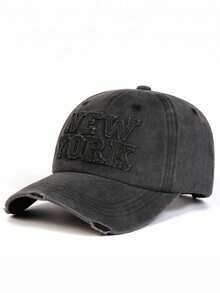 1 Stück NEW YORK aufgenähtes Etikett Baseball Kappe, gewaschener Stil Hut für Herren und Damen, modischer Retro Sonnenhut, verstellbarer Outdoor Sonnenschutz, Y2K Stil abgenutzt gebogener Schirm Hut, Sommer, Strand - Verschiedenfarbig - Übersicht 10