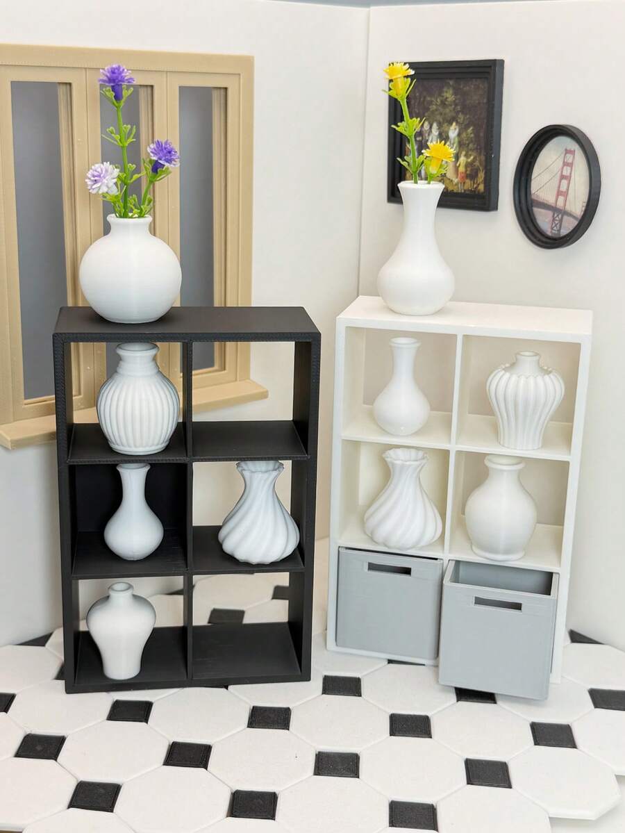Miniature Collection Cabinet With Drawer Display Shelf, PLA Material Mini Vase, DIY Customizable Decorative Ornament, Durable And Anti-Drop Small Vase - Multicolor - View 1