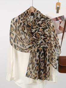 1件装女士波西米亚豹纹印花头巾，高品质数码印花，多功能柔软透气围巾/披肩，优雅多功能防晒披肩，时尚百搭，适合日常佩戴，四季皆宜。 - 彩色 - 查看 16