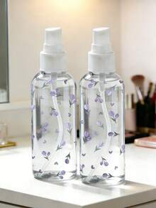 紫色郁金香图案可重复灌装喷雾瓶 - 可重复使用的便携式喷雾瓶，适用于精油、香水和护肤品，适用于美发沙龙、厨房、浴室、花园、旅行和商务场合（图案随机裁剪） - 彩色 - 查看 2