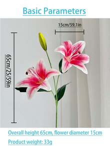 Artificial Lily Flower Decor, Living Room Decoration, Fake Flower, Wedding Floral Arrangement, Photography Prop - Multicolor - View 12