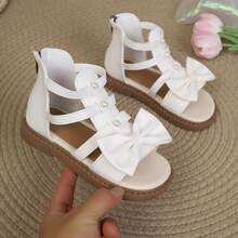 New Princess Shoes, Girls Sandals, Girls Shoes, Summer Flat Thick Bottom Open Toe Sandals, High-Top Roman Shoes, Soft Bottom Baby Shoes, Versatile Comfortable Big Kids Plus Size - White - View 14