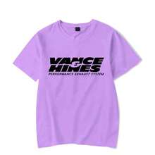VANCE HINES Motorcycle Racing Exhaust Inspired Graphic Tee, Casual Harajuku Soft T-Shirt, Unisex Summer Top - 紫色 - 查看 7