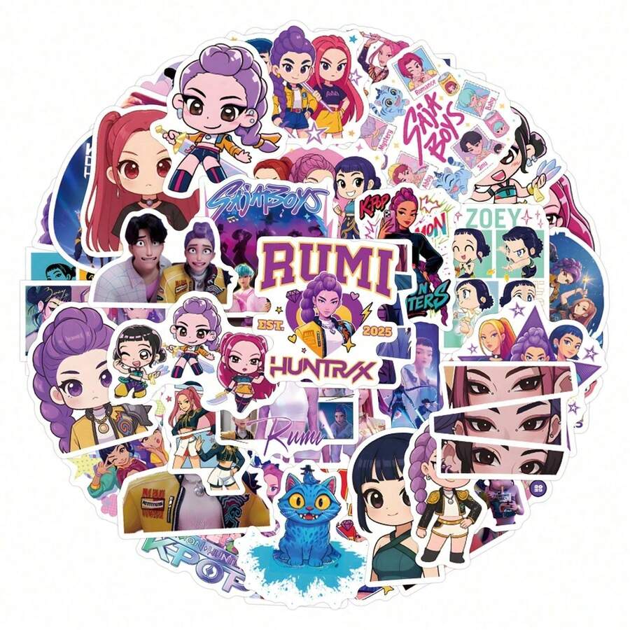Bộ 55 miếng dán trang trí chủ đề nhóm nhạc nữ K-POP - Hình ảnh sống động các thành viên, cảnh biểu diễn trên sân khấu và thiết kế logo nhóm, nhiều kiểu chữ Q và kiểu chữ thực tế, bảng màu đa dạng. - Nhiều màu - Xem 1