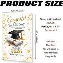 1/3 Sets - A Card And An Envelope To Celebrate Graduation, Featuring A Design With A Cap And Diploma For The Class Of 2026, Suitable As A Gift From Family, Friends, Or Teachers For The Ceremony Or Party - A - View 8