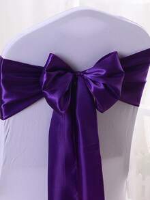 1pc Satin Ribbon Sash, Wedding Party Chair Back Decoration, Bow Tie Chair Strap - 1PC - View 16