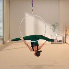 37.4inches Aerial Hoop Kit, Aerial Hoop For Adults Suspension Professional Ring, Large Aerial Dance Circus Ring For Yoga Acrobatics Gymnastics, Fitness Stainless Steel Single Point Aerial Hoop Equipment Kit - Silver - View 2