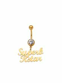 Personalized Name Belly Button Ring,Custom Name Belly Button Ring For Women,Custom Stainless Steel Nameplate Pendant Belly Button Ring; Sexy And Exquisite Body Piercing Jewelry Accessory For Women, Holiday Gift,Summer Jewelry, Beach Accessories For Women - Gold - View 8