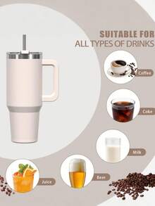 1 pièce Tumbler isotherme de 40 oz multi-couleurs avec poignée et paille, tasse à boire de voyage, mug à thé glacé en acier inoxydable, tasse à fond plat isotherme sous vide, bouteille avec poignée antidérapante, tasse portable haut de gamme - convient pour le lait, le café, le thé, le jus, tumbler isotherme unisexe - Multicolore - Voir 5