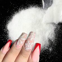 Superfine White Sugar Nail Glitter Powder For Christmas Snowflake Nail Art Design Sugar Shiny Effect Candy Glitter Flakes Pigment Dust Gel Polish Manicure Accessories DIY Crafts - trắng - Xem 5