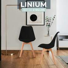 Set 2 Sillas Eames Tulip Moderna Asiento Acolchado Diseño Minimalista Elegante Interior y Exterior Negro - Gris Oscuro - Ver 4