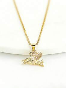 1 chiếc dây chuyền chữ "Mama" mạ vàng, mặt dây chuyền đính đá Zirconia, quà tặng trang sức Ngày của Mẹ cho Mẹ, Phụ nữ, Vợ. - Vòng cổ - Xem 4