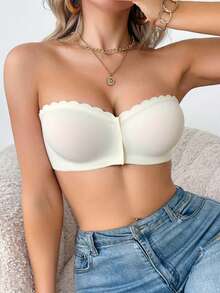 2件装女士无肩带文胸，无缝隐形抹胸式文胸，前扣设计，带钢圈聚拢文胸，适合露背连衣裙 - 彩色 - 查看 6