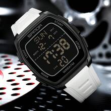 SANDA. SANDA Men's Personalized Natural Electronic Watch, Silicone Strap More Fit Wrist, Multi-Function Display Dial, Suitable For Daily Wear - Black - View 3
