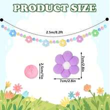 3D Felt Flower Pennant, Cute Felt Flower Ball Hanging Decor, Boho Style Felt Flower Ball Flag, Spring Felt Ball Flag Cute Flower Felt Hanging Decor, Colorful Pom Pom Flag, Home Decor, Spring Easter Home Fireplace Wall Party Supplies - Multicolor - View 5