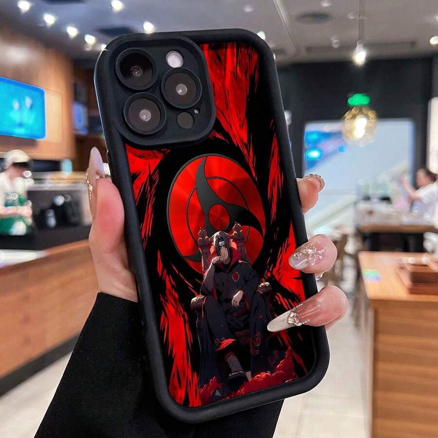 Tema de Itachi rojo y negro Sharingan.funda de teléfono Fundas compatibles con ,Apple,VIVO,OPPO,,, y Honor.Fabricadas en silicona TPU,ofrecen protección contra golpes y caídas. - Negro - Ver 1