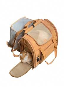 Transportín para mascotas, transportín para gatos, bolso portátil para mascotas, mochila transportadora de mascotas - Transportín blando para gatos medianos y perros pequeños de hasta 15 libras, bolso transportador de mascotas, transportín de viaje aprobado por aerolíneas - Marrón - Ver 4