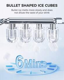 Countertop Ice Maker 9 Bullet Ice Cubes In 6 Mins, 26.5lbs/24Hrs, Ice Maker Machine With Self-Cleaning, Basket And Scoop For Home Office Kitchen Bar Party - 美規A型插(110-127V) - 查看 2