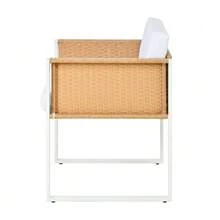 Poly Rattan Garden Table And Chairs Set, Garden Furniture, 6-Person Garden Dining Set With Armchairs, Removable And Washable Fabric Covers - White - View 9