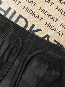 Hidkat Quần short nữ mùa hè dáng rộng, co giãn tốt, màu đen rằn ri, có dây rút ở eo, túi khóa kéo, thích hợp cho các hoạt động ngoài trời, thể thao và mặc hàng ngày. - màu đen - Xem 3