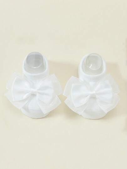 1 Pair Baby Socks, Cute Sweet Chiffon Bow Non-Slip Boat Socks, Suitable For Baby's First Birthday, Holiday And Birthday Gift Set