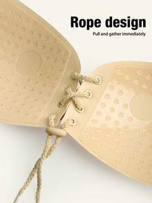 Strapless Adjustable Pull-Cord Adhesive Nipple Cover Boob Pads Invisible Bra Pasties, Backless Bridal Bra Sticker, Push-Up Support - Apricot - View 6