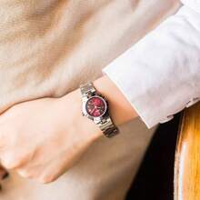 Casio 卡西欧 LTP-1241D 女士复古腕表,红色表盘,不锈钢表带,30米防水,日期显示,石英机芯 - 均碼 - 查看 4