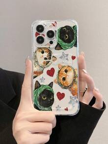 卡通猫咪彩绘透明卡包多功能卡包加厚防震手机保护壳，兼容 17/17Pro/17ProMax/16/11/16Pro/16Plus/16ProMax/16E/15ProMax/13/14/12/XS/XR/7G/8P、Galaxy S25/S25Plus/S25Ultra/A16/A36/A26/A56/A50/A12/A32/A52/A72/A51/A21S/A13/A14/S24/S24Plus/S24Ultra/S20/S23/S22/A53/S20FE/S21、11/12Pro/12/12X/13Pro/14Pro/15Pro/X3Pro等机型。 10/9/Note9/12C/Note11Pro/Note8Pro/9C/9A - 彩色 - 查看 2