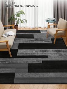 1pc Geometric Textured Pattern Rug, Black White Gray Printed Polyester Rectangular Easy Care Washable Area Carpet, Suitable For Living Room, Hallway, Bedside, Sitting Room, Bedroom, Office, Kitchen, Farmhouse Home Decor - Multicolor - View 23