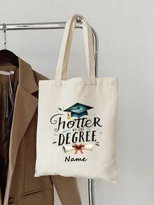 Túi vải bố tote cá nhân hóa, in tên chúc mừng tốt nghiệp năm 2025 theo yêu cầu, bền chắc, dung tích lớn, kiểu dáng tối giản, thích hợp làm quà tặng tốt nghiệp. - Nhiều màu - Xem 3