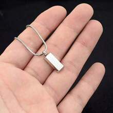1pc Stainless Steel Snake Bone Chain Necklace, Titanium Steel Square Pendant Necklace, Unisex Geometric Clavicle Chain Sweater Necklace - Silver - View 5