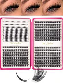 448片D型卷翘6-18mm宽茎DIY假睫毛簇，自然浓密，可重复使用，适合日常生活、婚礼、约会、派对、音乐节、春季、旅行等场合。 - D - 查看 8