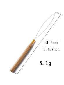 3pcs Hair Extension Tool Kit - Bead Threader, Feather Plier, Pulling Hook, Wooden And Stainless Steel - Apricot - View 6