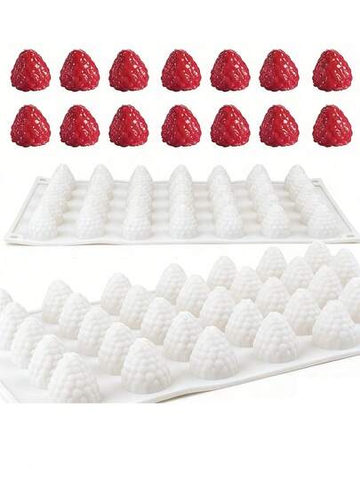 硅胶覆盆子模具 | 加厚不粘硅胶坚果糖果模具，可用于制作覆盆子糖果、坚果慕斯、巧克力、布丁、果冻 | 非常适合感恩节、情人节、母亲节、生日等场合，也是送给亲朋好友的理想礼物，更是甜品店和婚礼季的必备之选