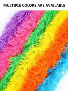 Colorful Feather Scarf, Feather Scarf Accessory, Faux Feather Scarf | Suitable For Parties, Artificial Feather | Carnival Feather Scarf - Suitable For Birthday Party, Halloween, Christmas, Horse Racing, Afternoon Tea Party - Multicolor - View 6